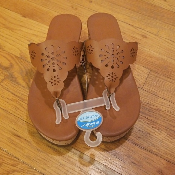 leather wedge flip flops